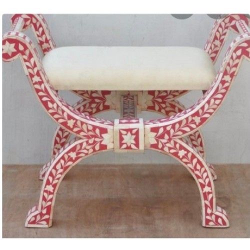 Handmade Designer Black Bone Inlay Floral Pattern Beautiful Roman Chair