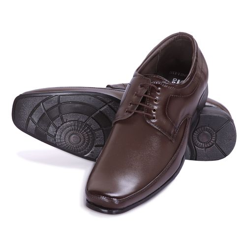 Plai Brown Color Semi Round Toe Formal Mens Leather Shoes For Office