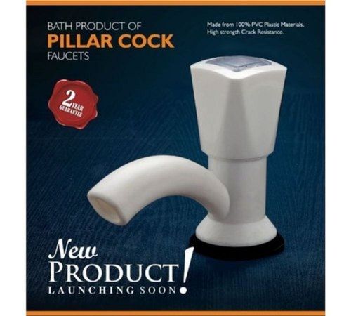 Round 1/2 Inch White Wall Sink Mount Pvc Pillar Cock Bathroom Water Tap With 2 Year Warranty