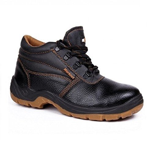 Black And Brown Lace Up Leather Mens Safety Shoes With 9 Inch Size Heel Size: Medium