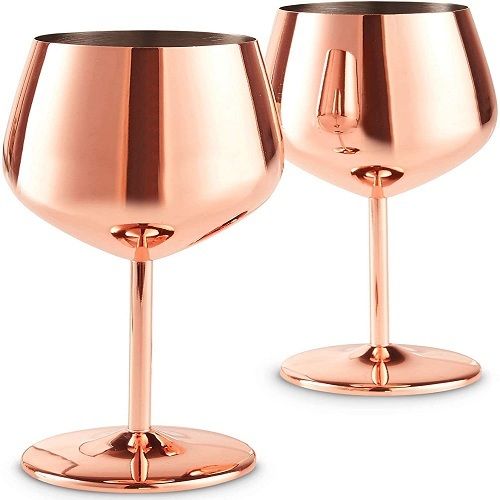 Copper Coated Stainless Steel Stemmed Bar Glasses for Hotel and Home