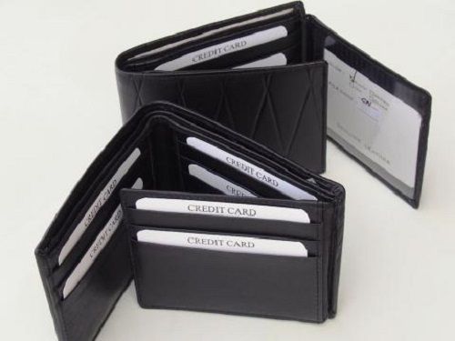 Fancy Design Fold Able Type Light Weight Black Plain Mens Pure Leather Wallets