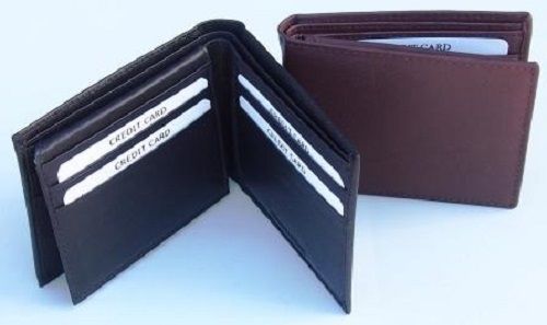 Fold able Type Light Weight Black and Brown Plain Design Mens Pure Leather Wallets