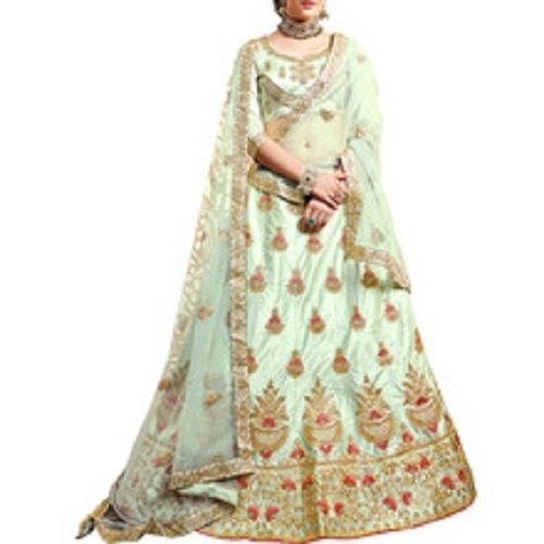 Pistachio Green Party Wear Lightweight Regular Fit Embroidered Ladies Designer Lehenga Choli