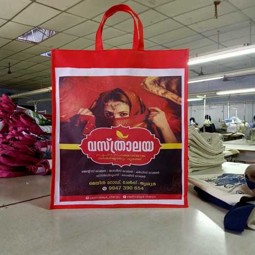 Red Colour Shopping Bag with Carrying Handle With Customized Name