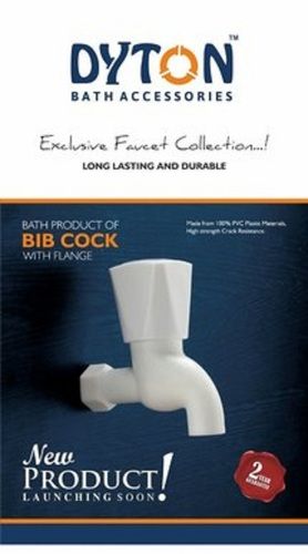 Round White 2 Year Warranty Wall Mount Short Body Bathroom Pvc Bib Cock With Flange