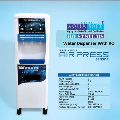 Aqua Soft Air Press Sensor Water Dispenser With Ro Water System Installation Type: Cabinet Type