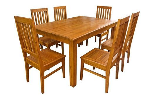 Brown Finish Wooden Dinnin Table Set With 6 Chair And 1 Tables