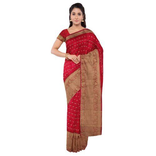 Winter Red And Brown Party Wear Skin Friendly Ladies Designer Georgette Printed Saree With Blouse Piece