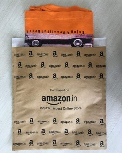 Amazon Brown Disposable Printed 115 GSM Paper Tamper Proof Flap Seal Courier Bag