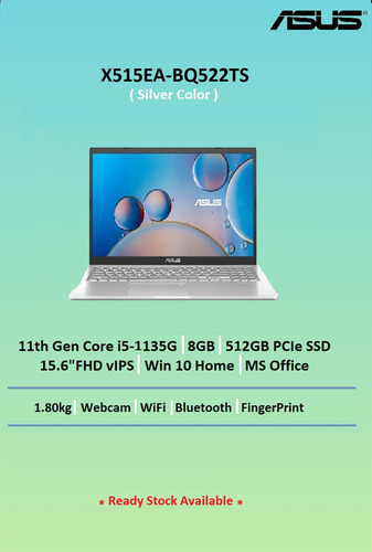 Asus Laptop With Intel Core I5 5th Gen 8gb Ram X515ea-Bq522ts