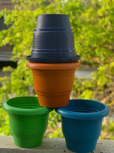 Various Colors Brick Design Plastic Plant Pots For Garden With 10Inch Diameter And Round Shape