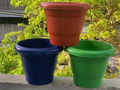 Brick Design Plastic Plant Pots For Garden With 14inch Diameter And Round Shape