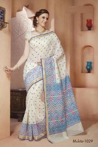 Spring Festive Wear Skin Friendly Ladies Multi Colors Cotton Printed Saree With Printed Border