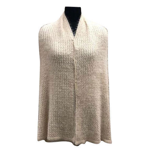 Ladies Knitted Wool Stole - Free Size, Off White | Skin Friendly, Soft And Warm, Shrink Resistant, Easy Washable