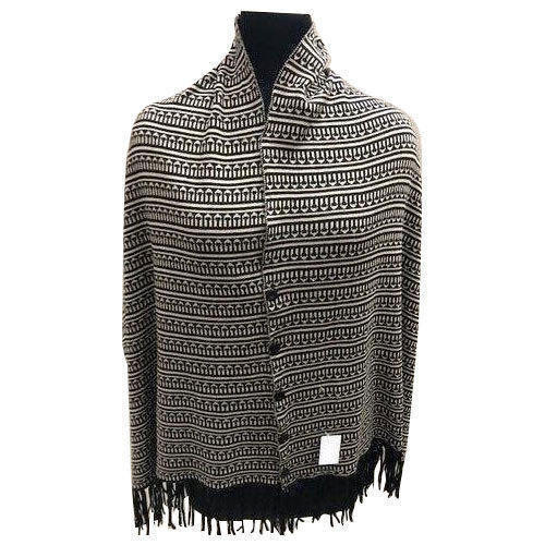 Knitted Woolen Stole - Free Size, Black and White | Skin Friendly, Soft and Warm, Easy Washable, Shrink Resistance, Casual Wear
