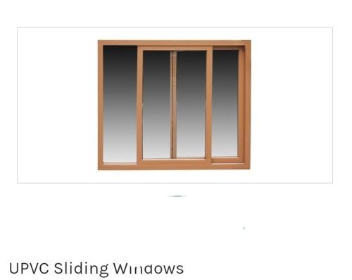 Plain Pattern Fine Finished Wall Mounted Brown Color UPVC Window with Open Slide Pattern