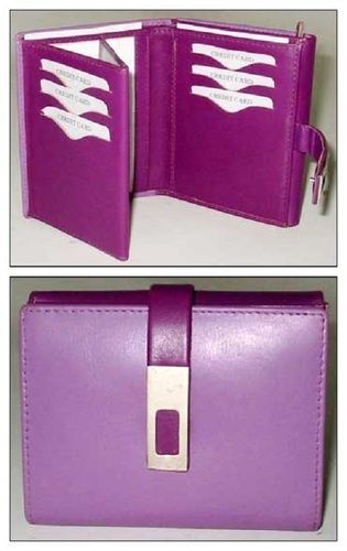 Rectangular Very Spacious And Light Weight Plain Design Purple Womens Leather Purse