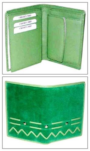 Green Very Spacious And Light Weight Rectangular Shape Plain Design Ladies Suede Leather Purse