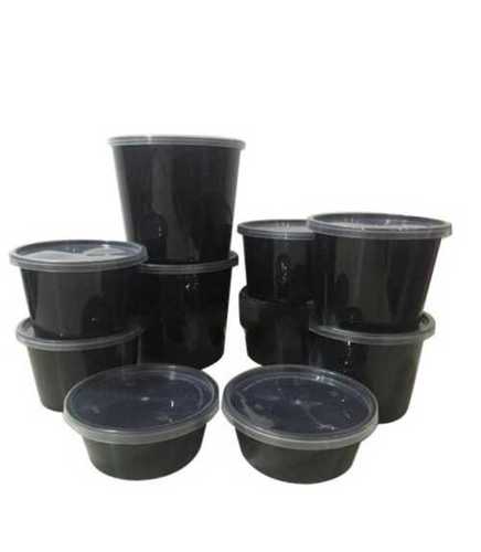 Eco-Friendly Weather Proof Round Black Plastic Food Container For Food Storage