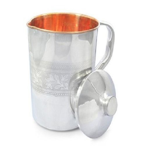 1 Litre Round Copper Water Jug With Lid For Serving Water