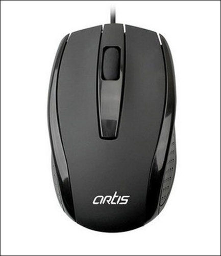 Black Artis Wire Computer Mouse, High Performance Optical Sensor, Optical Engine With 800 Dpi