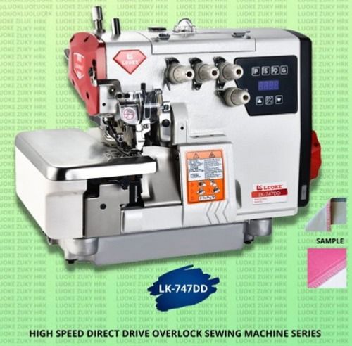 White Automatic 4 Needle 4 Thread High Speed Overlock Machine With Speed 4400 Stitch Per Min