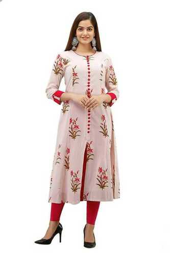 Easily Washable Daily And Casual Wear Ladies Printed Cotton Kurti