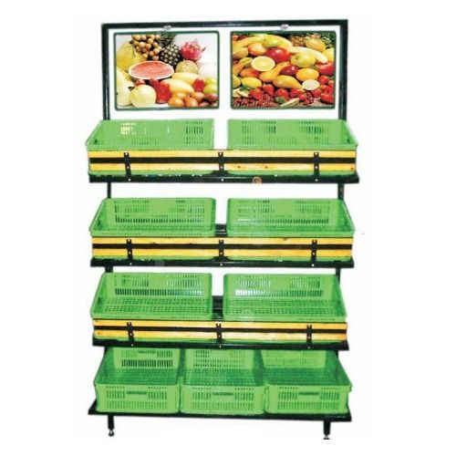 Free Standing Unit Stainless Steel Sleek And Stylish Fruit Vegetable Display Rack