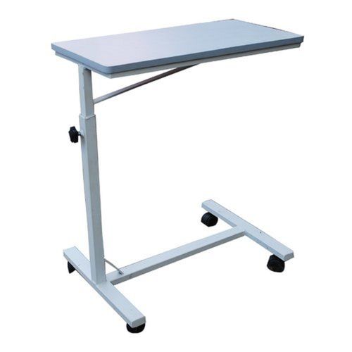 Portable Castor Wheel Mount Adjustable Height Steel Top Hospital Patient Food Table