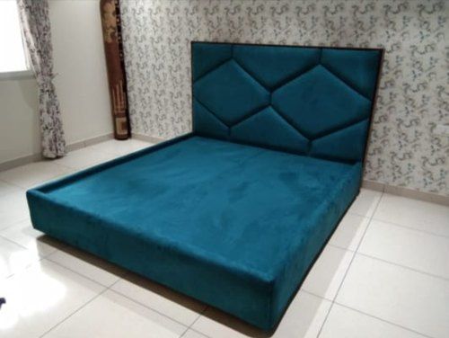 Queen Size 6x5 Feet Green Color Wooden Double Bed Without Storage