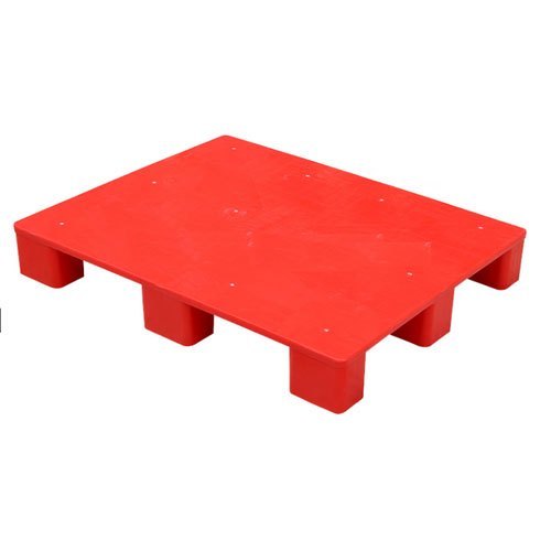 Light Duty HDPE Plastic Pallets - L 1200 x W 1000 x H 120 mm, 1500 Kg Load Capacity, Moisture Proof, Non Corrosive - Red Color
