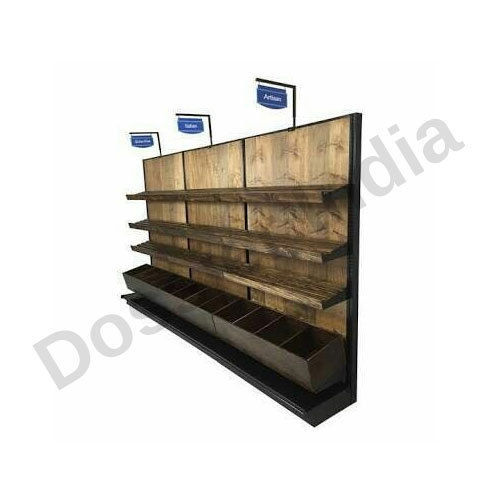 Premium Grade Three Shelves And Free Standing Unit Doosie Wooden Display Rack