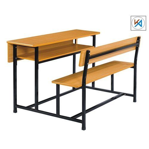 Wood and Mild Steel Powder Coated 3 to 4 Feet Three Seat School Desk