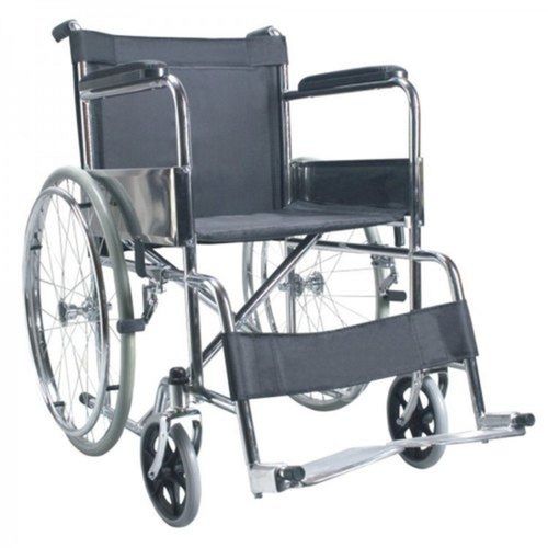 Black Fixed Armrest 250 LBS Weight Capacity Folding Patient Wheelchair With Brake