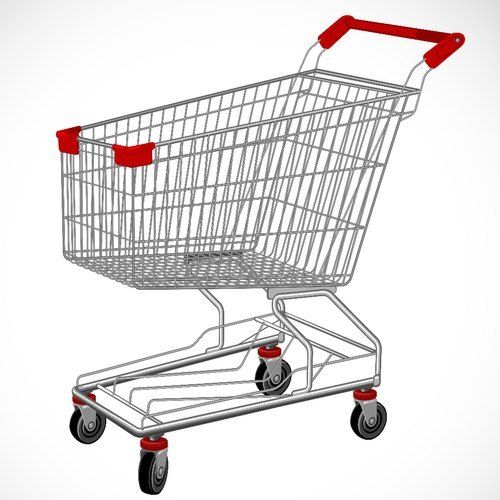 Four Wheel Stainless Steel Contemporary Designs Departmental Store Shopping Cart