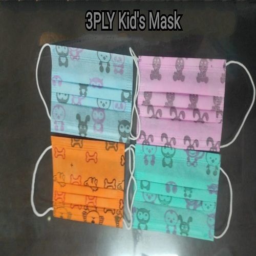 Pink Orange Green Multi Color Cartoon Printed Breathable And Comfortable Face Mask For Children