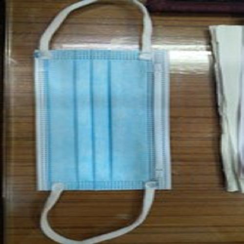 Non Woven Fabric Sky Blue Color 3 Ply Disposable Face Mask For Unisex