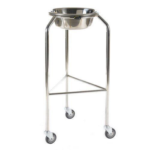 Portable Wheel Mounted Hospital Clinic Stainless Steel Single 15 Inch Bowl Stand