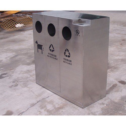 Stainless Steel 304 Powder Coated Open Top Dustbin With 30 To 40 Litre Capacity