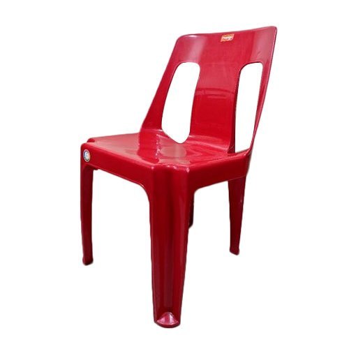 Plastic Chair - 18 Inch Seating Height, Red Color, Armless Design | Modern Home Furniture, Lightweight and Stackable