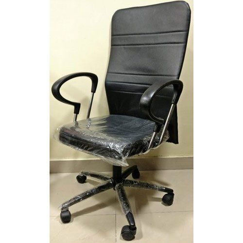 23x23x17 Inch Leatherette Type Black Bar Rex Office Revolving Chair 