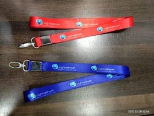 Digital Printed Red and Blue 0.75 X 38 Inch Size Id Card Lanyard With Hook