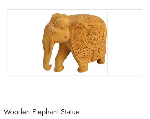Durable Polished Finish and Plain Pattern Dark Brown Wooden Elephant Statue