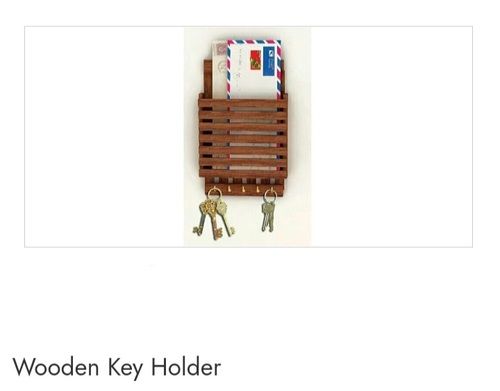 Durable Polished Finish and Plain Pattern Dark Brown Wooden Key Holder