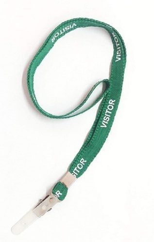 Green Screen Printed Visitor Card Lanyard For Office, Metal Clip Pack Of 10 Pcs