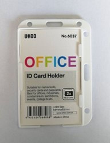 Horizontal and Vertical Dual, Clear White Color Id Card Holder for Office