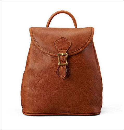 Brown Leather Women Backpack Bag For Travel, 12X14 Inch