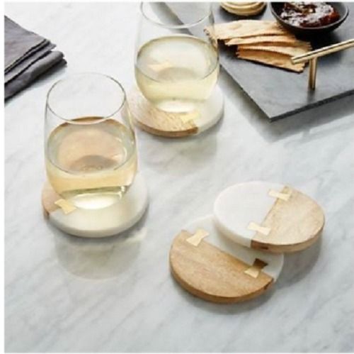 Machine And Handmade Made Marble Round Promotional Table Coaster Set