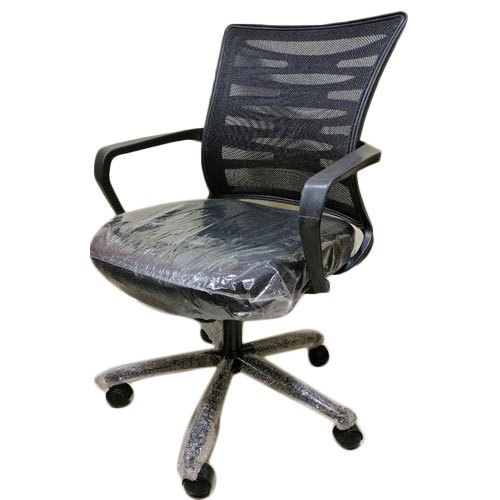 Mesh Type Zigzag Black Medium Back Office Chair - Finish: Fine